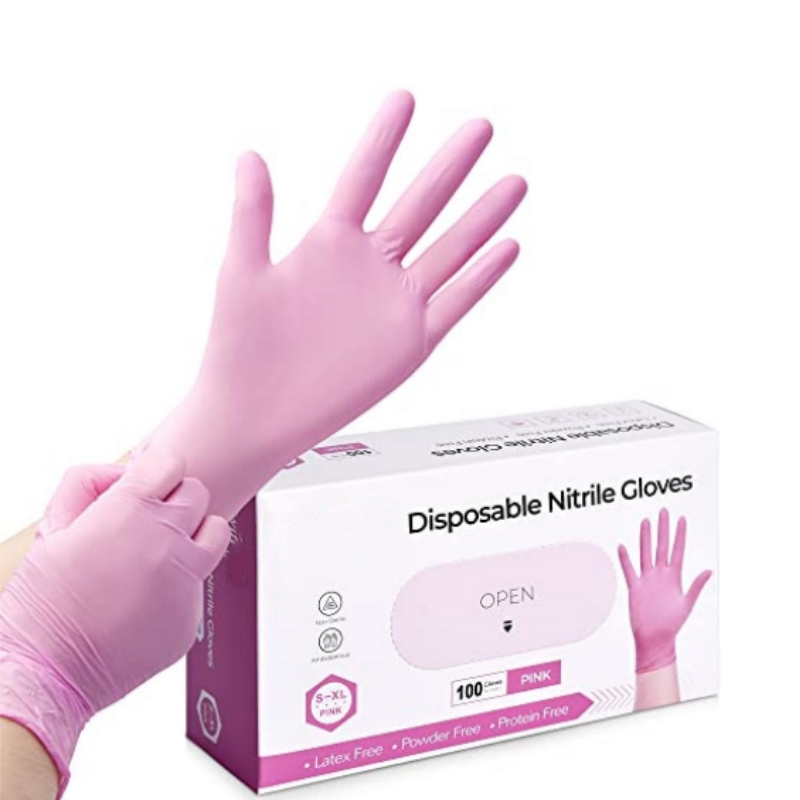 Nitrile Mechanic Glove - Pink Nitrile Disposable Gloves for Household