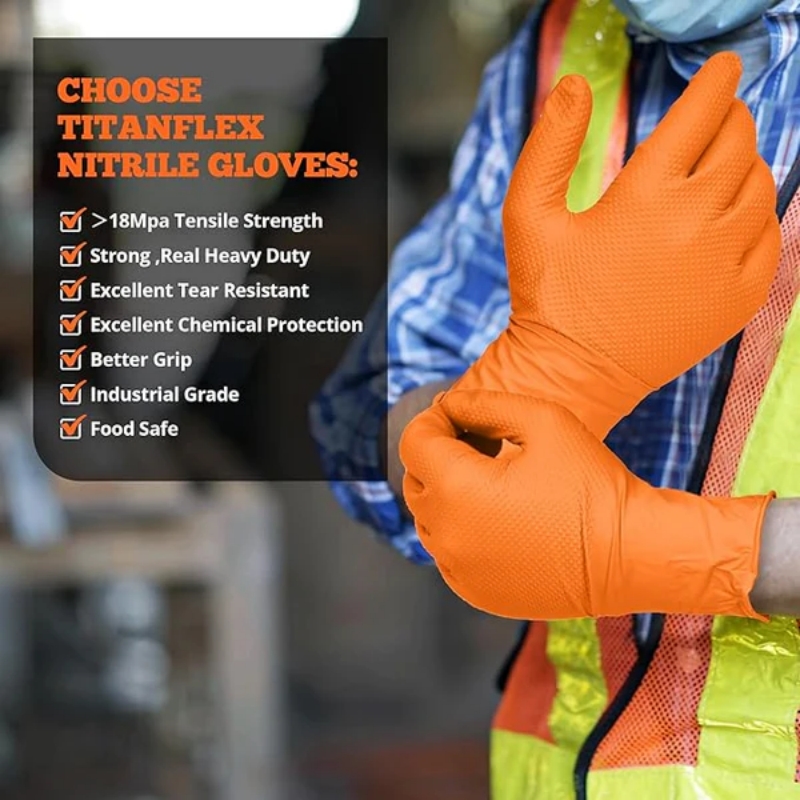 Heavy Duty Orange Nitrile Glov – обзор и цена Nitrile Mechanic Glove