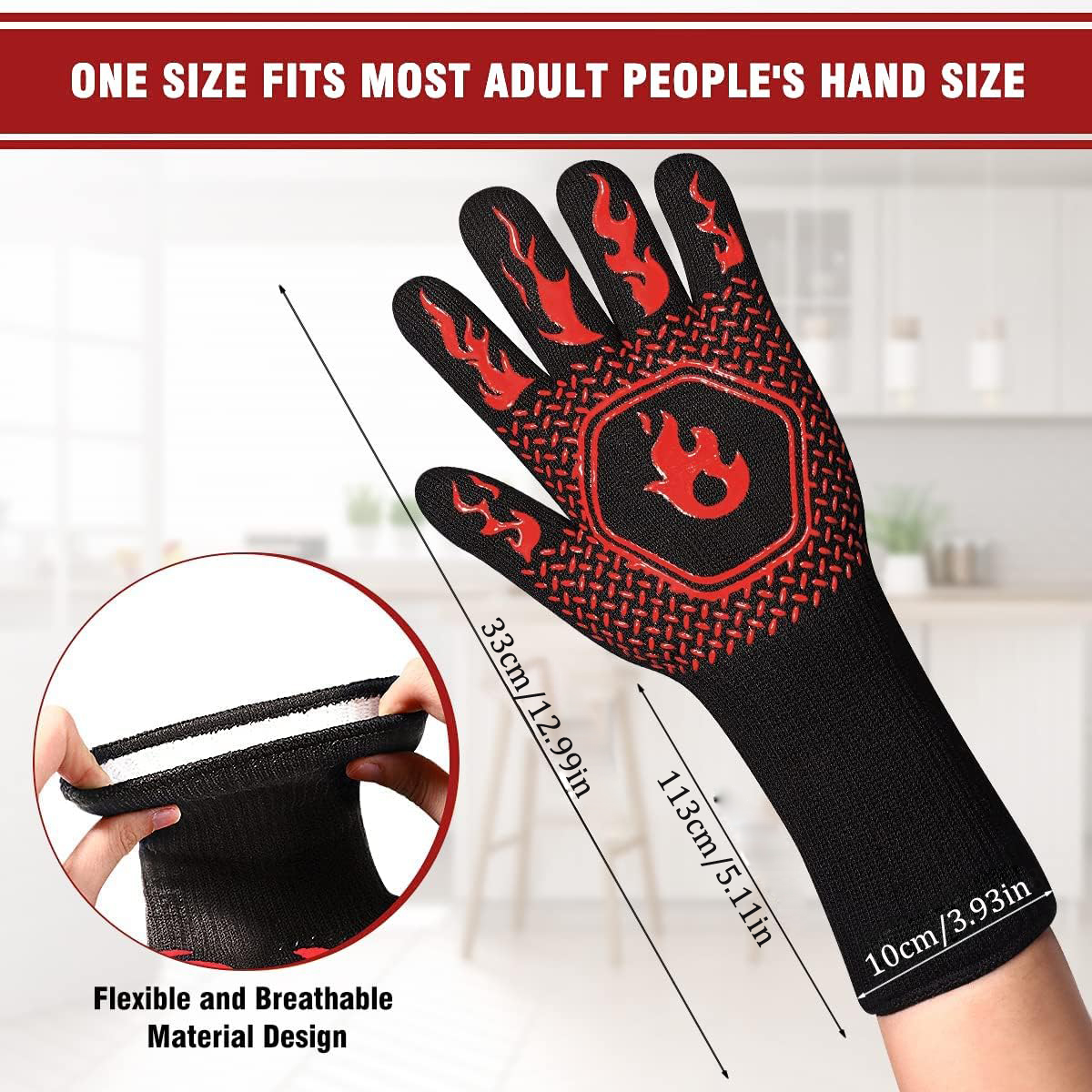 BBQ Grill Gloves High Temp Res – обзор и цена Oven Mitt Silicone