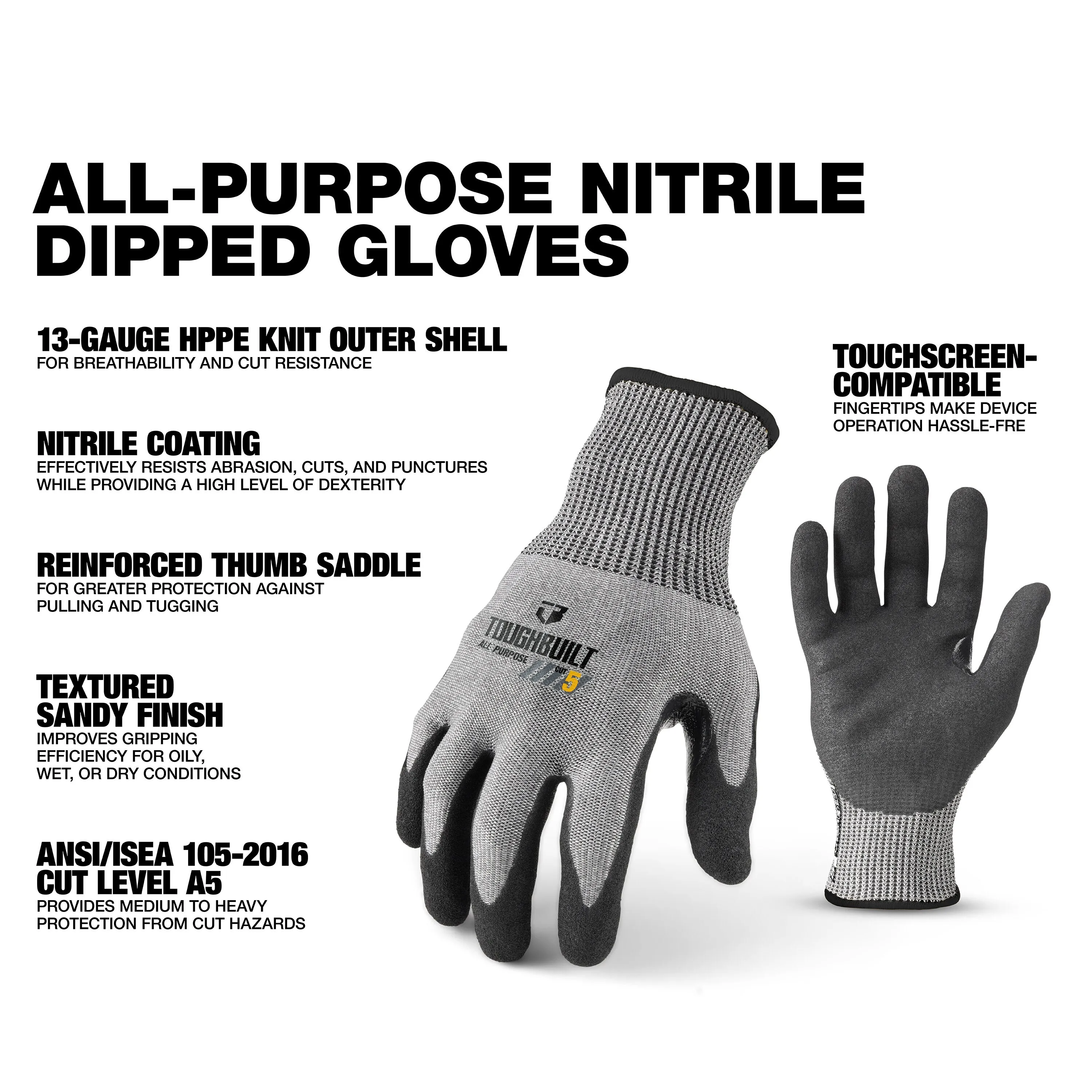 TOUGHBUILT TB-P2-112-5-L Nitri – обзор и цена Nitrile Mechanic Glove