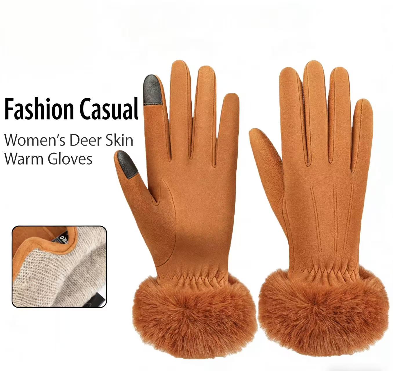 Women's Deerskin Warm Gloves A – обзор и цена Wool Glove Lined
