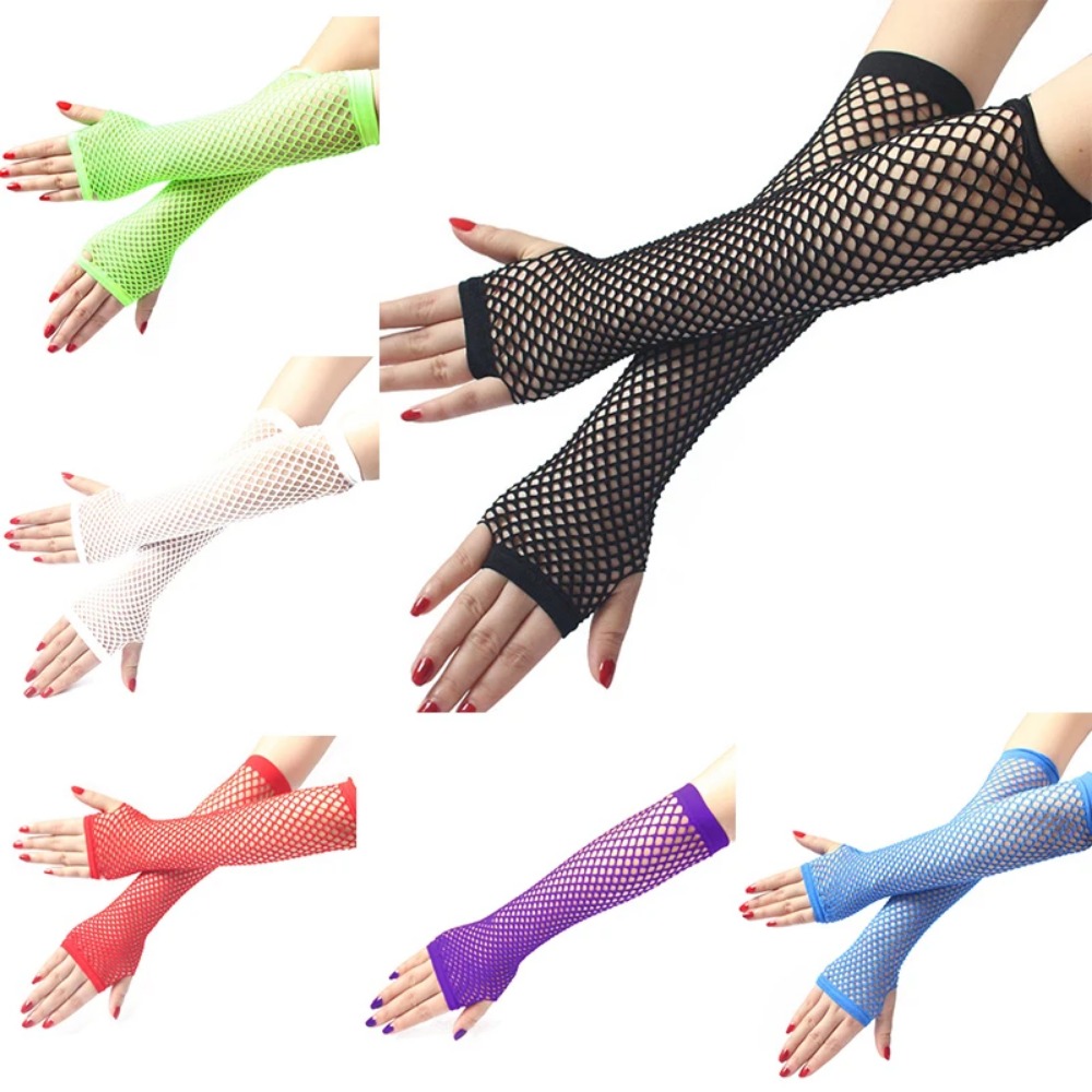 Women Neon Fishnet Long Finger – обзор и цена Fingerless Glove Knit