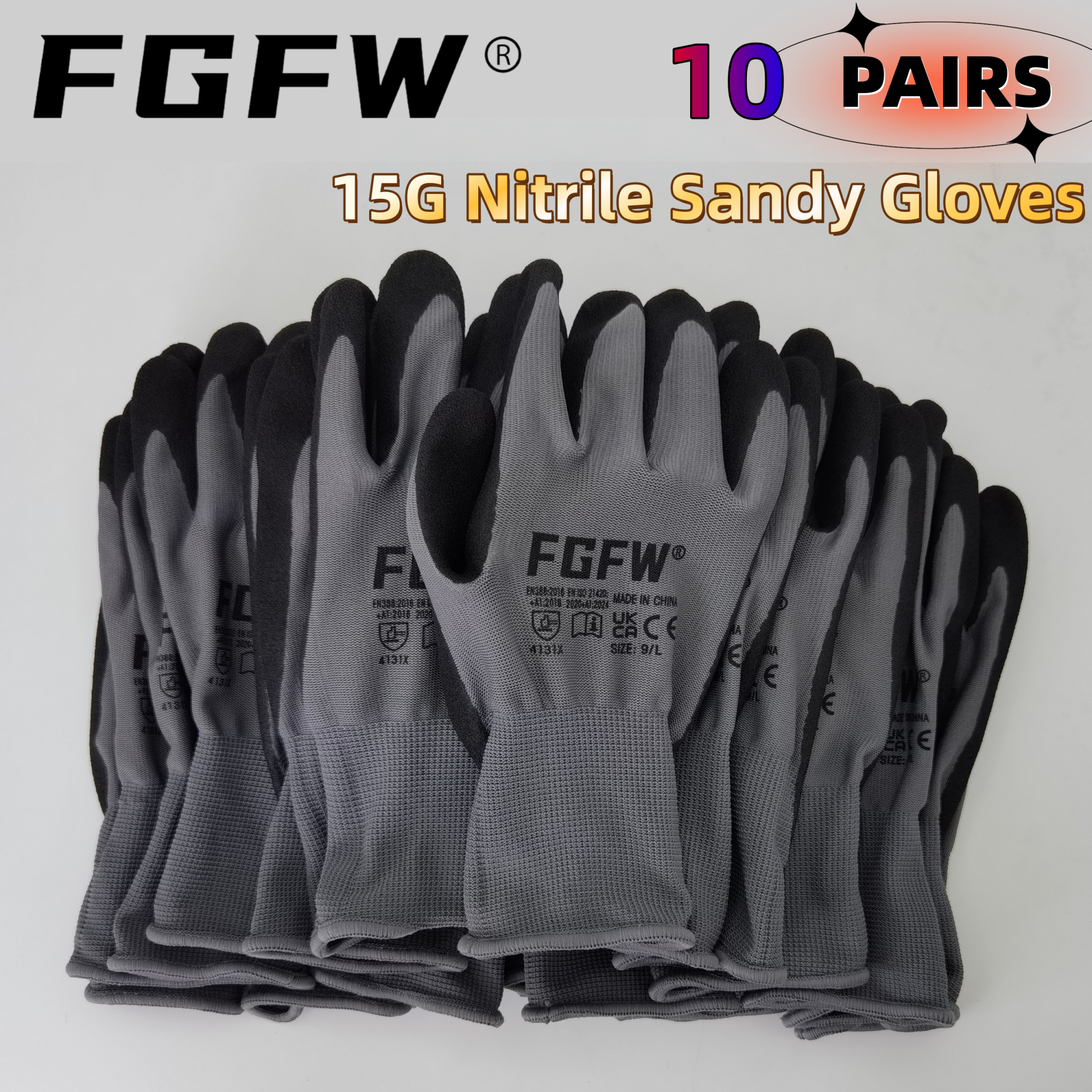 FGFW 10 Pairs Gray Nitrile San – обзор и цена Nitrile Mechanic Glove