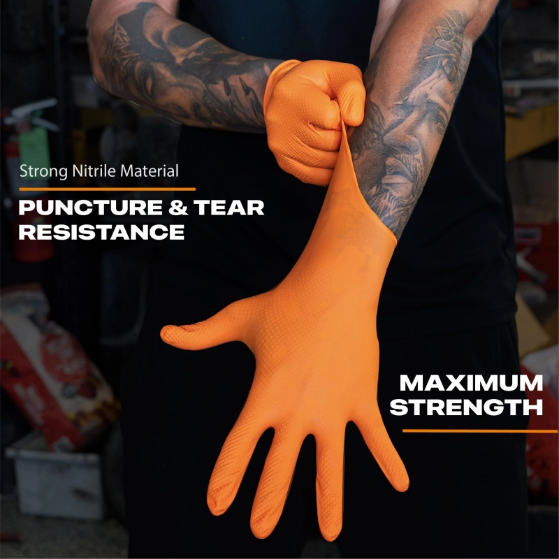 Heavy Duty Orange Nitrile Glov – обзор и цена Nitrile Mechanic Glove