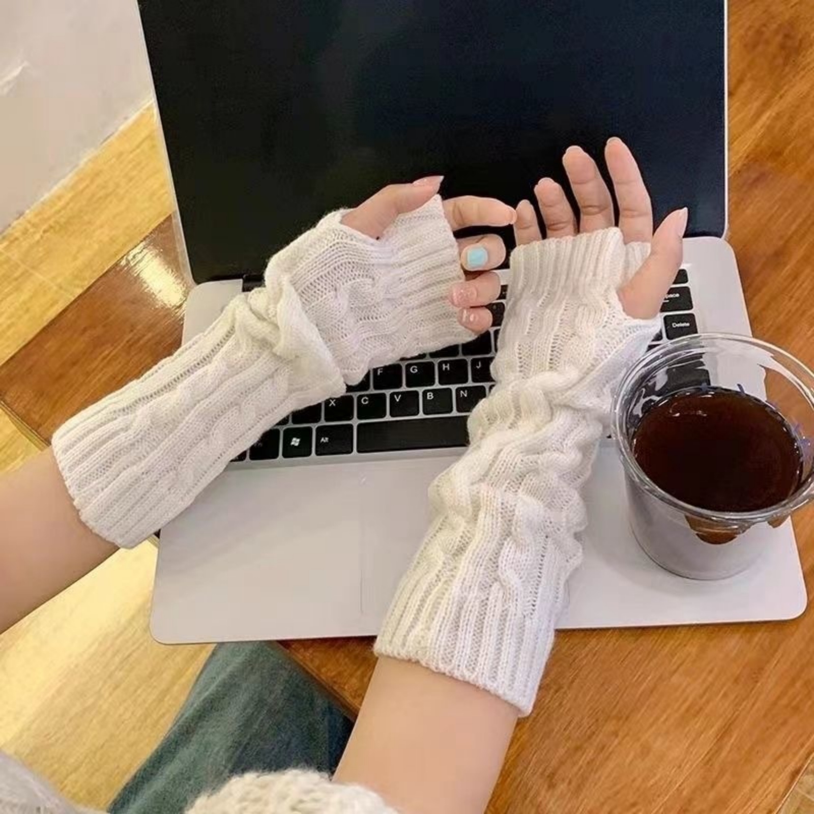 2PCS Cable Knit Fingerless Glo – обзор и цена Fingerless Glove Knit