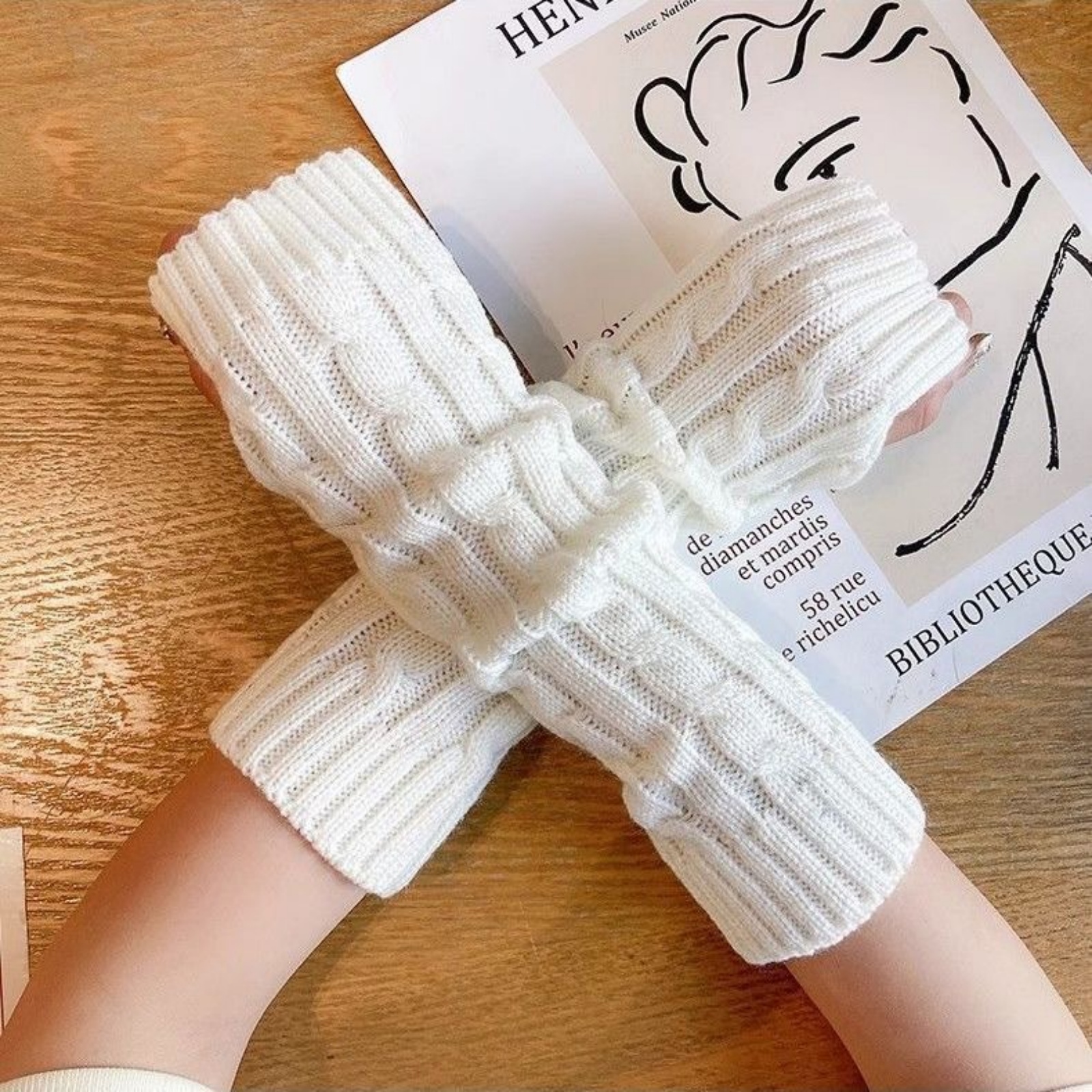 2PCS Cable Knit Fingerless Glo – обзор и цена Fingerless Glove Knit