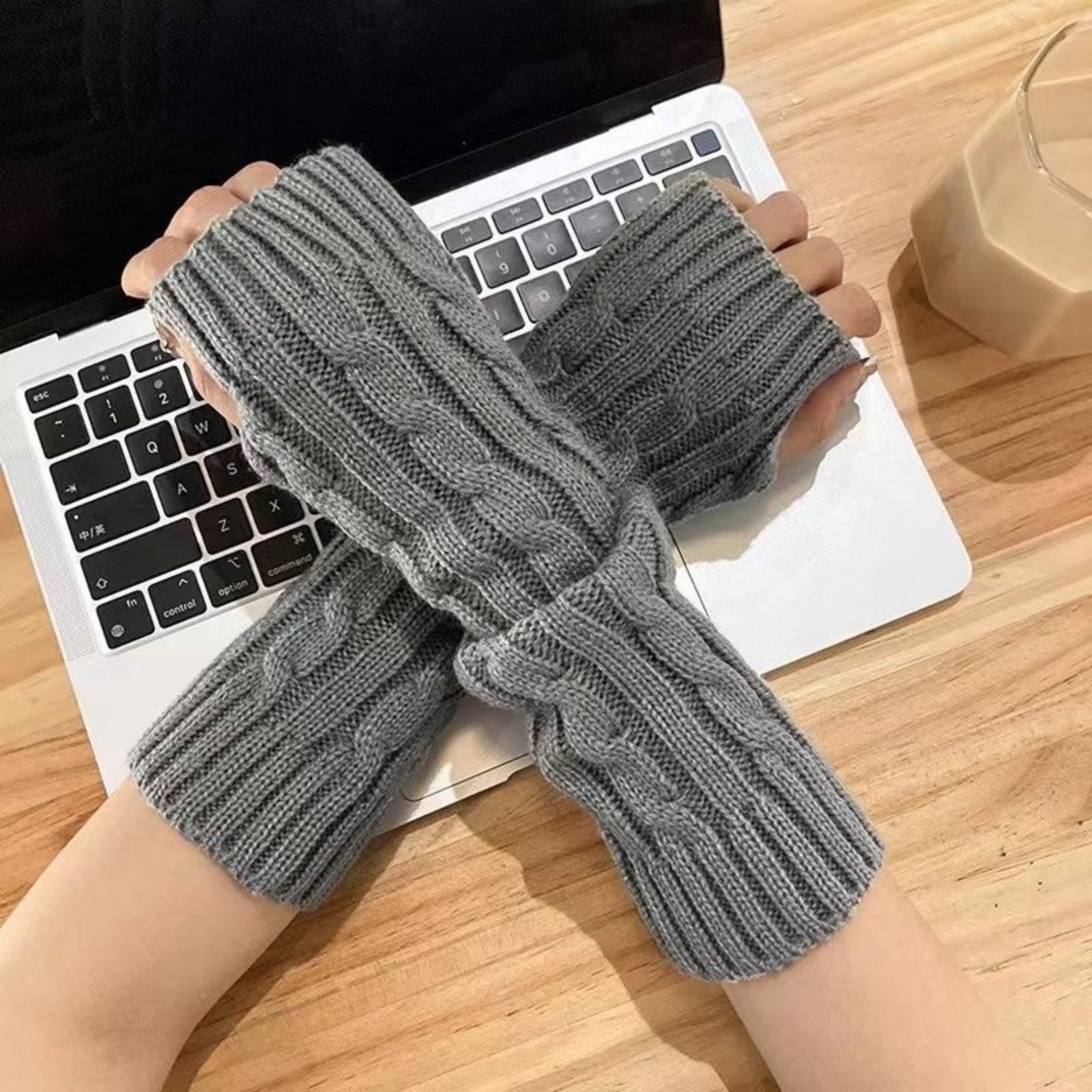 2PCS Cable Knit Fingerless Glo – обзор и цена Fingerless Glove Knit